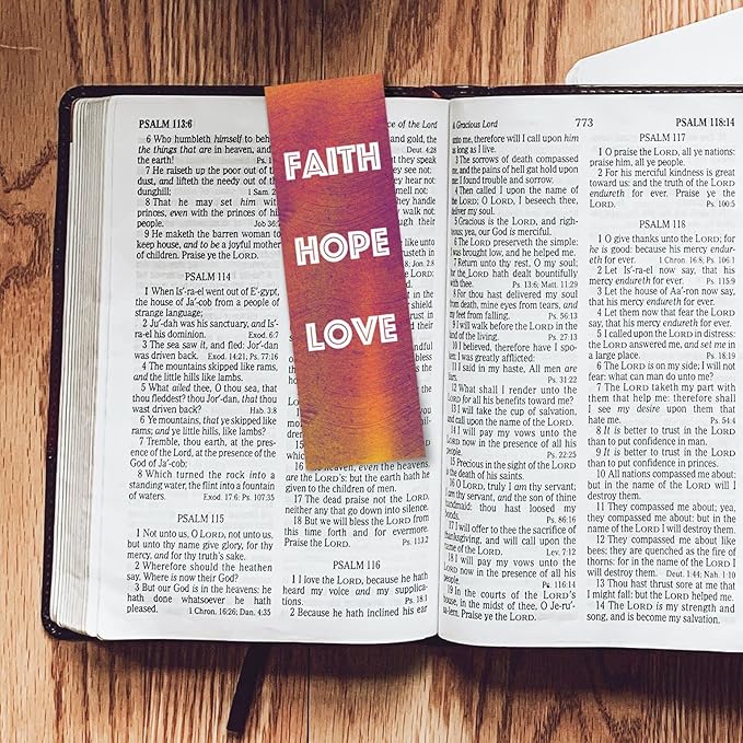 Faith Hope Love, 1 Corinthians 13:13, Bulk Pack of 25 Christian Bookmarks for Kids, Childrens Bible Verse Book Markers, Sunday School Prizes with Memory Verses, Scripture Gifts for Kids & Youth