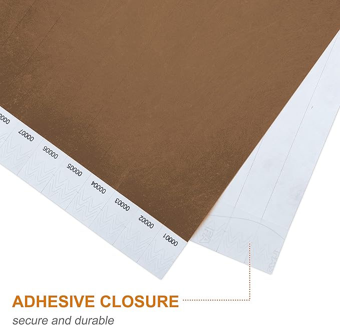 100 Pcs Wristbands, 1-100 Consecutive Numbers Waterproof Tearproof and Printable Wrist Straps Admission Bracelets Tickets (Brown)