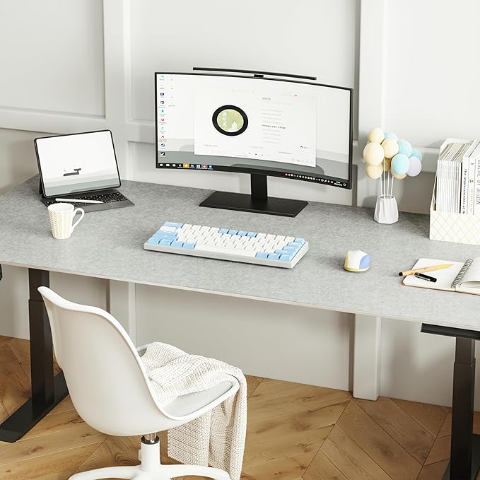 Large Felt Desk Mat,47.2"x 23.6",Non-Slip Desk Pad for Office and Home,120x60cm Full Table Mouse Pad,Keyboard Mats for Desk,Desktop Protection(Light Gray)