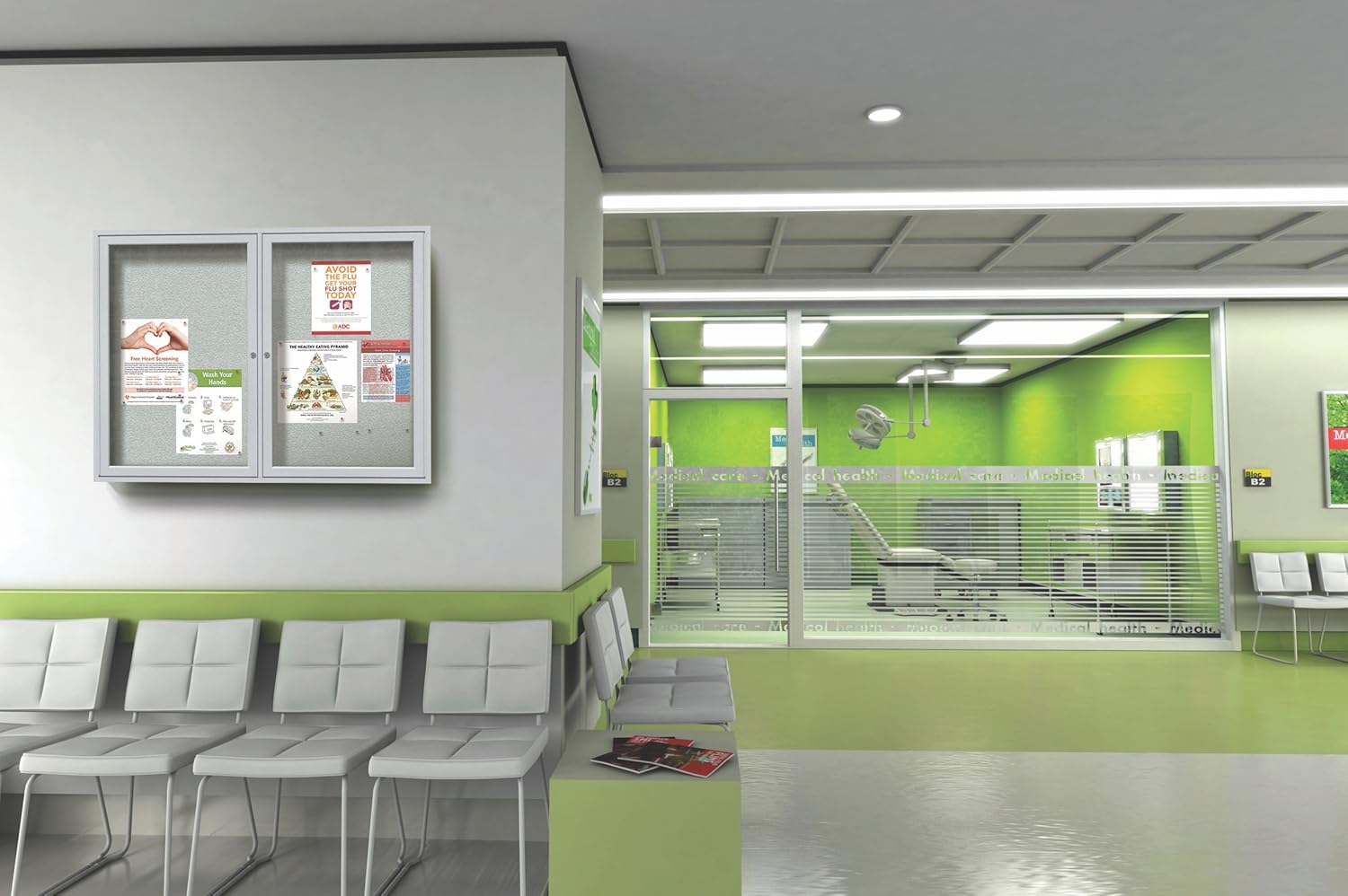 Ghent 36"x72" 3-Door Outdoor Enclosed Vinyl Bulletin Board, Shatter Resistant, with Lock, Satin Aluminum Frame - Ivory (PA33672VX-185), Made in the USA