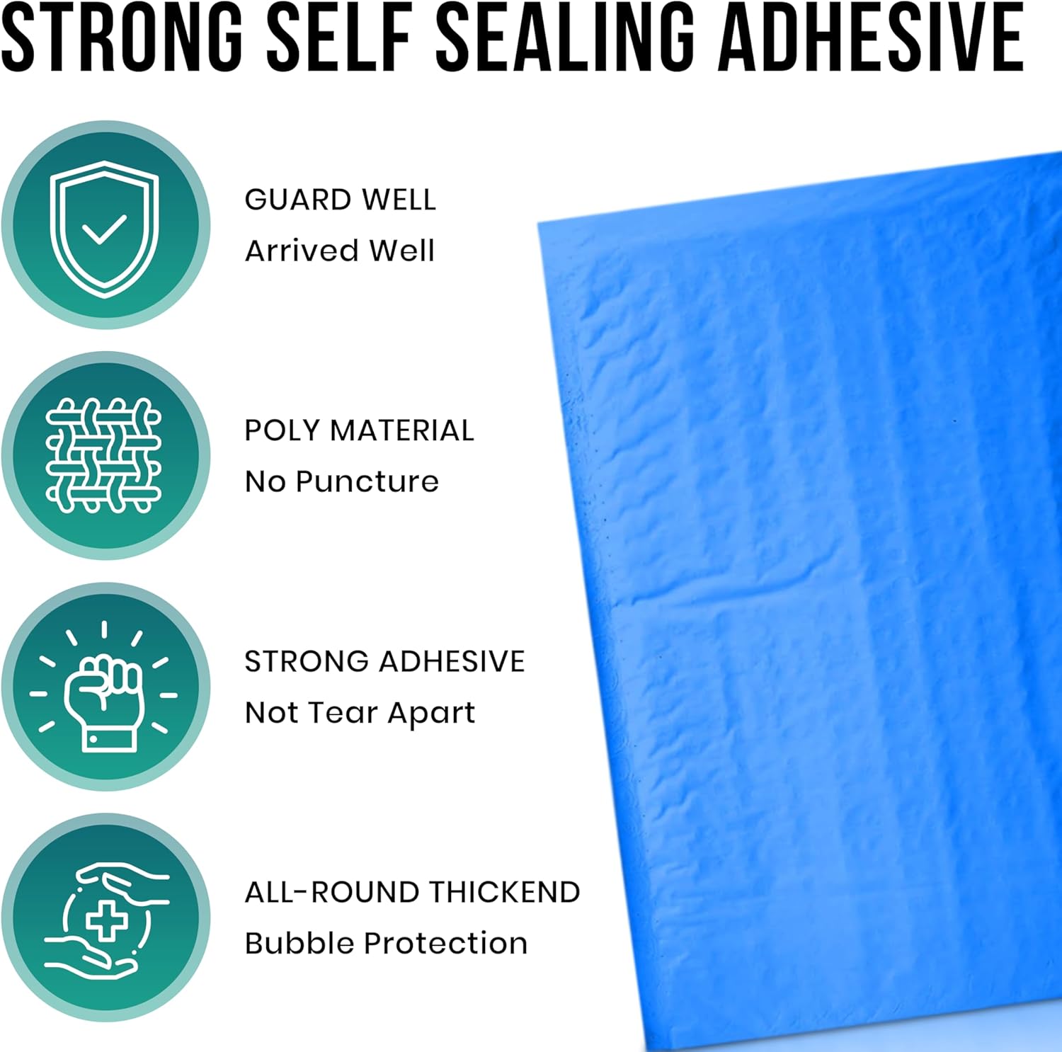 Levex - #0000 4" x 6" [5 Pack] Blue Poly Bubble Mailers, Padded Envelope Mailers, Packing Envelope & Mailing Bags for Shipping