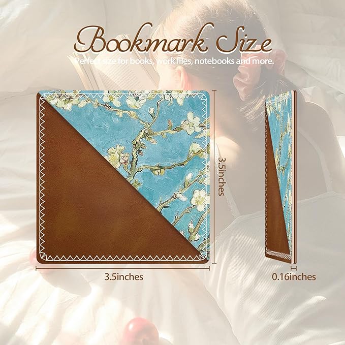Personalized Leather Bookmarks, Fun & Cute Book Accessories for Reading Lovers, Unbreakable Page Markers for Women Men Girls Boys Student Teacher Kids Retirement Birthday Gifts (Apricot Blossom)