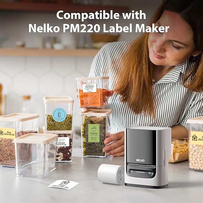 Thermal Labels for Nelko PM220 Label Maker, 2'' x 1.18'' (50x30mm) Thermal Sticker Label, Waterproof, Multi-Purpose Label Tape, 1 Roll of 230 Self-Adhesive Thermal Paper (White)
