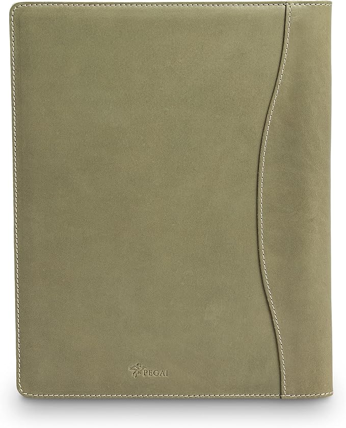 PEGAI Handmade 100% Leather Padfolio, Legal Pad Organizer for Business School Office Conference, Heavy Duty Full Grain Cow Hide Resume Interview Folio, Amazing Gift Idea | Marshall (Aqua)
