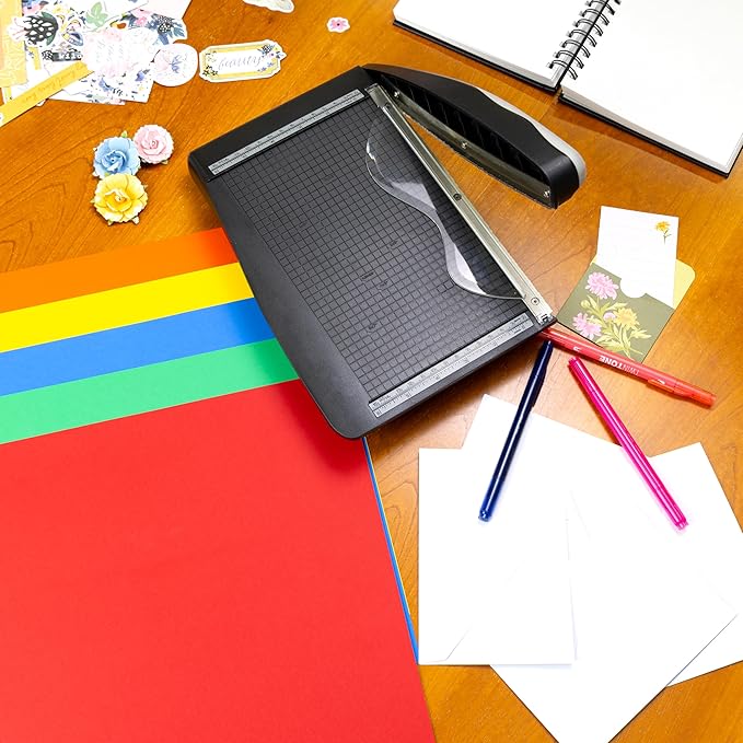 Cardstock 12 x 12 Paper Pack - 65lb Smooth Card Stock for Crafts, Cardmaking, Art Projects - 50 Square Scrapbook Sheets, 5 Assorted Colors - Double Sided with Solid Core, Primary