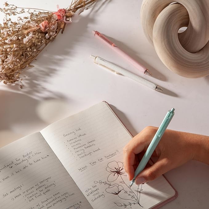 U Brands U-Eco Recycled Gel Click Pens, Set of 4, Pastel Speckle, Medium (0.7 mm) Point, Black Ink