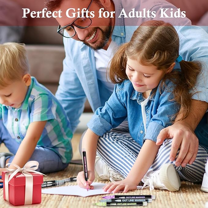 Muchcute Shimmer Markers Outline Glitter Gel Pens: 36 Stocking Stuffers Tween Teen Girl Gifts Trendy Stuff Cute Things Arts Crafts Supplies Kids Ages 4 5 6 7 8 9 10 12 14 16 18 Year Old Present Ideas