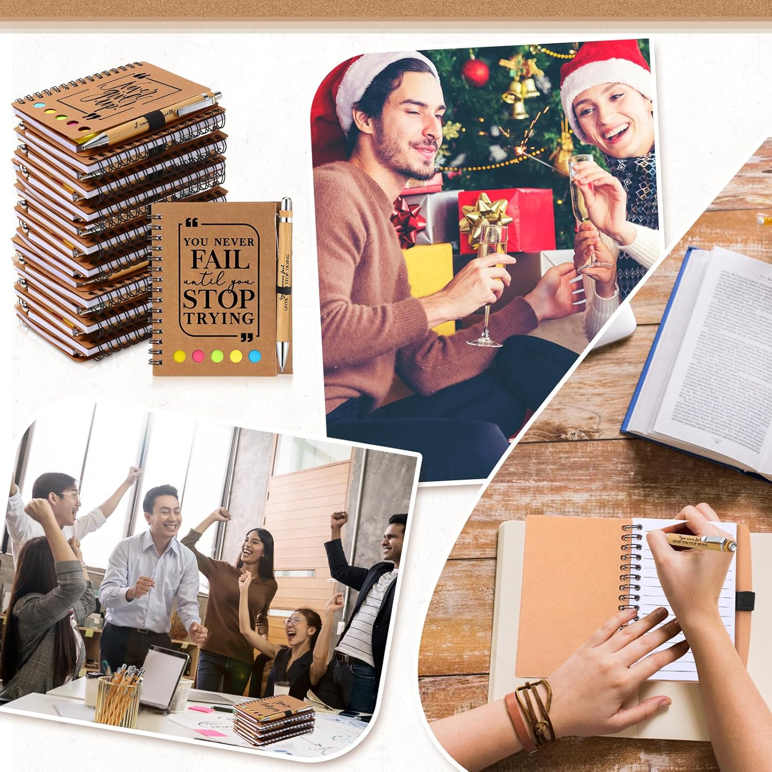 Tenceur Back to School Inspirational Gifts Bulk Employee Appreciation Spiral Notebook with Journals Sticky Note Pen Motivational Thank You Gifts for Teacher Students Team Coworkers Staff(20 Sets)