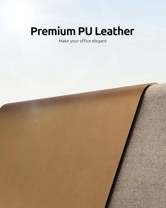 YSAGi Leather Desk Protector, Office Mat, Large Mouse Mat, Non-Slip PU Leather Blotter, Laptop Pad, Waterproof Writing Pad for Office and Home (Bronze, 31.5" x 15.8")