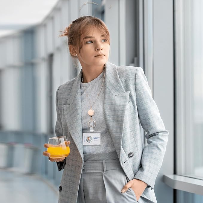 Lanyards for Id Badges 3 Pack Badge Lanyard with 6 Pcs Id Badge Holder Retractable Badge Holders Stainless Steel Teacher Lanyards for Women Cruise Ship Lanyards (Rose Gold, Pink, Purple)