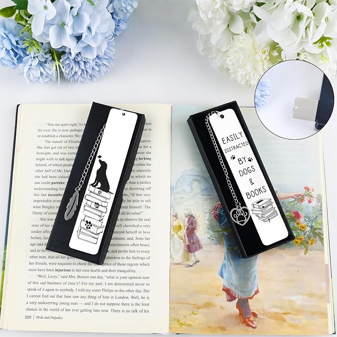 2Pcs Dog Bookmark for Women Men Dog Mom Dog Lover Gifts Bulk Funny Bookmarks Cute Metal Book Mark Dog Bookmarks for Book Lovers Birthday Gifts for Reader Coworker Friends Adults Dog Owner Lover