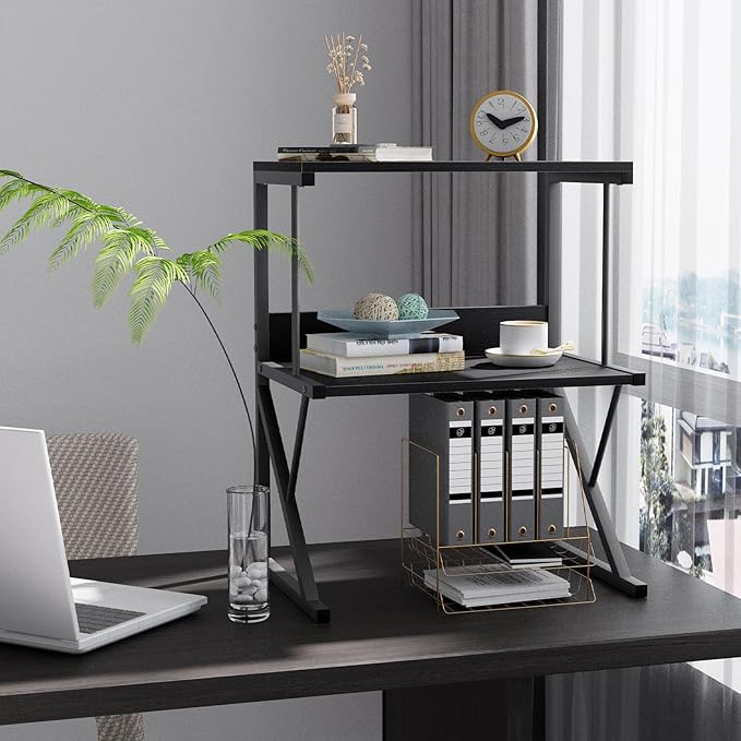Printer StandAboxoo Printer Stand for Desk, Desktop Printer Shelf Large Printer Stands 3 Tiers Multi-Purpose Desk Office Organization Shelves for Home Office Printer Fax Book, Black