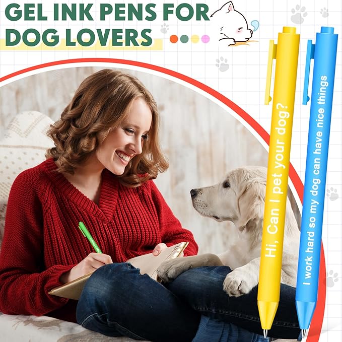 50 Pcs Gel Ink Pens Motivational Inspirational Quote Pen Retractable Rolling Ball Smooth Writing for Coworkers Supplies Office Home(Classic Color,Dog Lover)