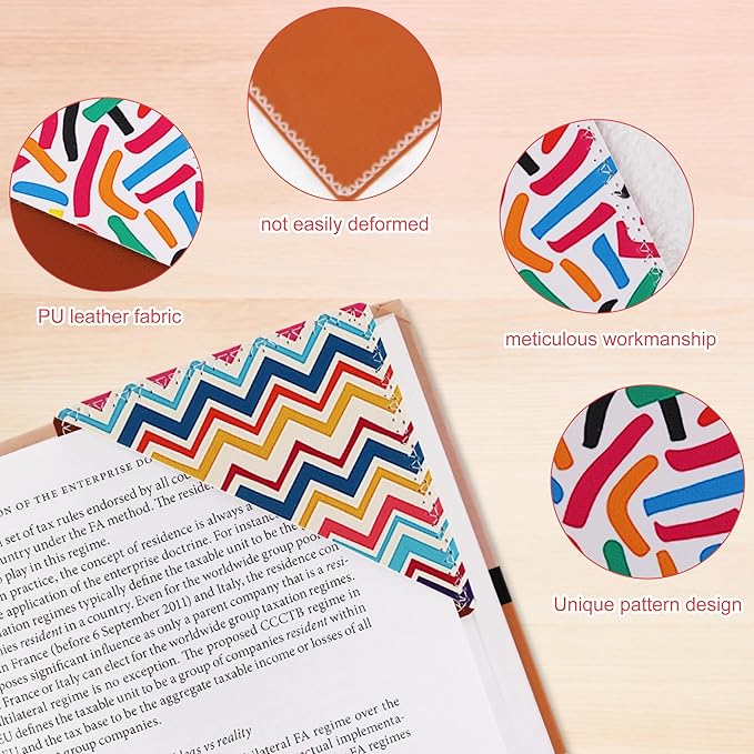 4 Pieces Leather Bookmarks, Cute Book Accessories for Reading Lovers, Page Markers for Women Girls Men Boys Student Teacher Retirement Birthday Gift (Abstract Colors)