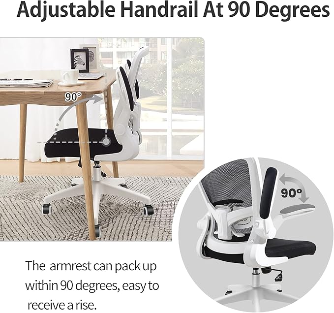 FelixKing Office Chair, Ergonomic Desk Chair with Adjustable Height and Lumbar Support Swivel Game Chair Desk Computer Chair with Flip up Armrests for Conference Room (White)