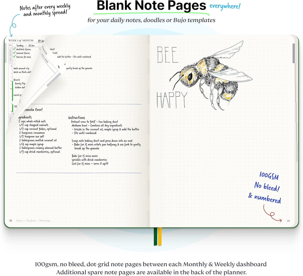 Roterunner Purpose Planner Notebook B5 7.5”x9.8” Undated Planner 2025 Daily Weekly and Monthly Productivity Goal Setting Tool for Work Home ADHD Planner for Adults Self Care Journal