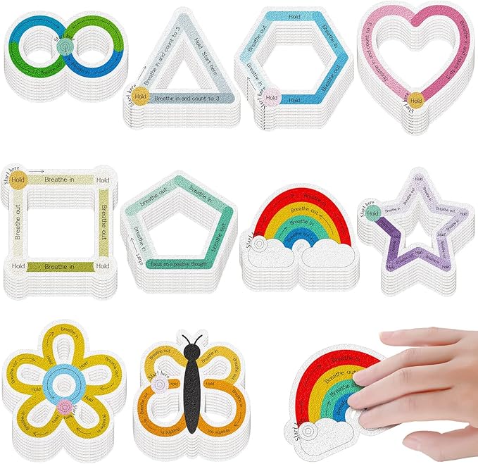 80 Pcs Anxiety Sensory Stickers with Inspirational Quotes Calm Textured Strips Relief Mental Health Stickers School Office Adhesive Sensory Tape Anti Stress Toys for Adults Teens (Lovely)