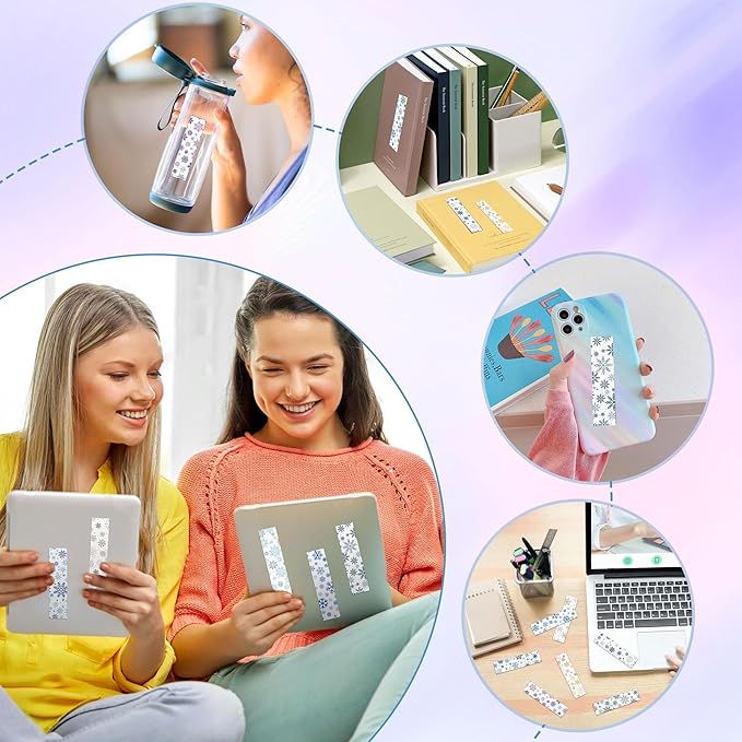 50PCS Calm Strips for Anxiety Sensory Stickers Calm Stickers for Relieve Adults Kids Teens Fidgets Stress Office&Classroom Supplies Anxiety Relief Items with Tactile Textured Surface (Snowflake)