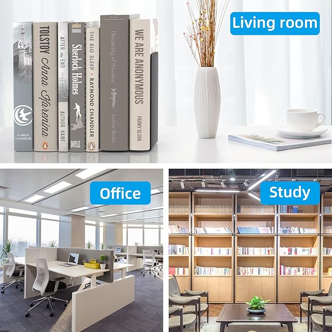 VFINE Bookend, Black Metal Book Ends, Book Ends for Shelves Heavy Duty Bookends, Bookend for Shelves, Book Ends for Heavy Books,Bookend Stopper, Black Bookends 3 Pairs