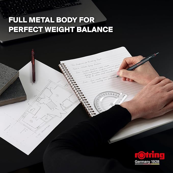 Rotring 600 Ballpoint Pen | Medium Point | Black Ink | All-Metal Body Pen | Chocolate Truffle | Non-Slip Knurled Grip & Hexagonal Barrel | Refillable