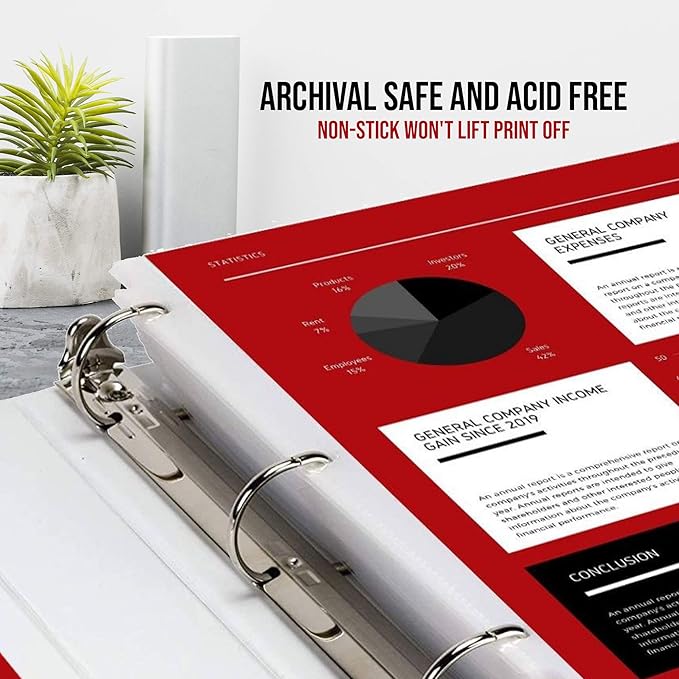 Performore 50 Sheet Protectors, Landscape Clear Page 8.5 X 11 Inch for 3 Ring Binder, Plastic Sheet Sleeves, Top Loading with 3 Hole-Punched Archival Safe, Non-Stick and Long-Lasting