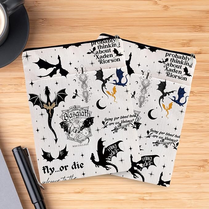 Romantasy Dark Academia Dragons Book Sleeve, Fantasy Novel Reader Gift, Bookish Gifts, Book Inspired Gift, Paperback Book Protector Book Cover Dragons Lovers Book Gifts (Dragons Book Sleeve-1107)