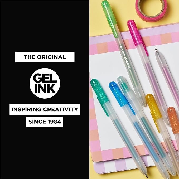 SAKURA Gelly Roll Retractable Gel Pens Colored - Stardust Glitter Gel Pens - 08 Medium Point Ink Pen for Journaling, Art, or Drawing - Assorted Colored Ink - 10 Pens