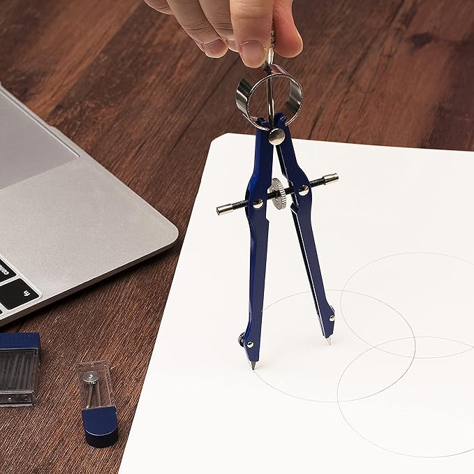 Mr. Pen- Professional Compass with Lock and Free Life TIME Lead Replacement, Compass for Geometry, Spring Bow Compass, Precision Compass Math, Drafting Compass, Compass Drawing, Metal Compass