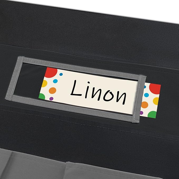 Black Chair Back Pocket School Seat Chair Storage Pocket Organizer with Label Slot Multiple Pockets for School Home Classroom Preschool Daycare