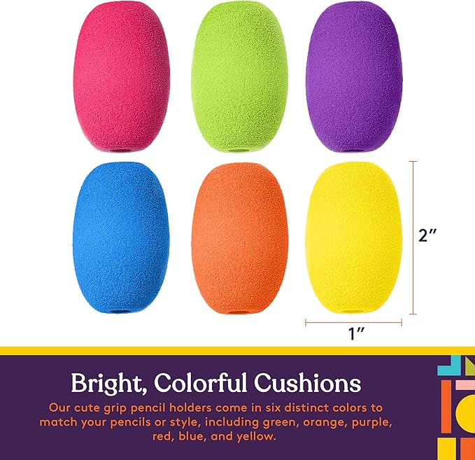 Special Supplies Egg Pen-Pencil Grips for Kids and Adults Colorful, Cushioned Holders for Handwriting, Drawing, Coloring - Ergonomic Right or Left-Handed Use - Reusable (6-Pack)