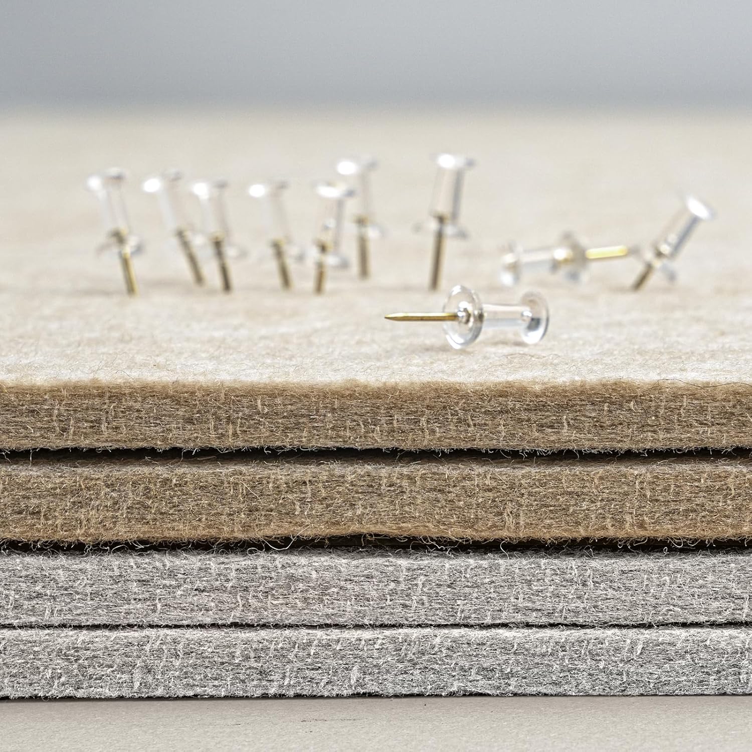 Bulletin Board, 24 x 18 inches Felt Board Decorative Pin Board, Cork Board Alternative for Wall, Foldable Photo Board Self-Adhesive Vision Board Mood Board with 20 Pushpins - Light Gray