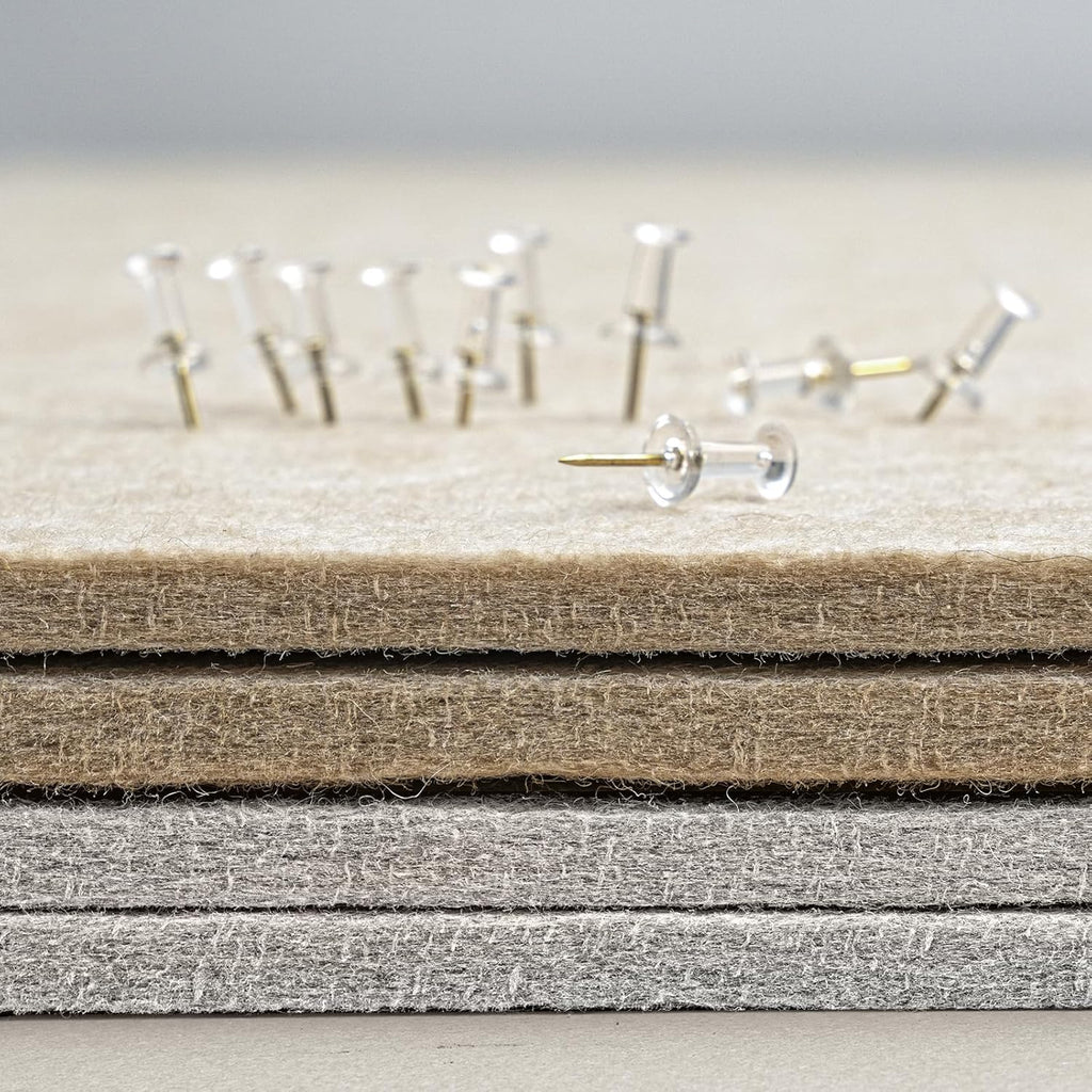 Bulletin Board, 36 x 24 Inches Felt Pin Board, Cork Alternative for Wall, 3' x 2' Foldable Self-Adhesive Vision Board with 20 Pushpins - Light Gray