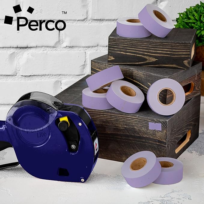 Perco 1 Line Lavender Labels - 80 Rolls, 10 Sleeves, 80,000 Blank Price and Date Gun Labels for Perco 1 Line Price and Date Guns - Made in USA