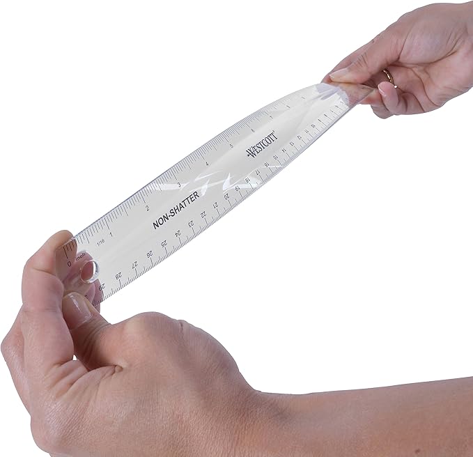 Westcott 13862 Flexible, Shatterproof Clear Ruler, 12 in