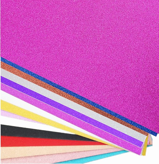 Baisunt 20 Sheets Rose Red Glitter Cardstock Paper for DIY Art Project, Scrapbook, Birthday Wedding Party Decoration 250GSM(8x12 In, Non Adhesive)