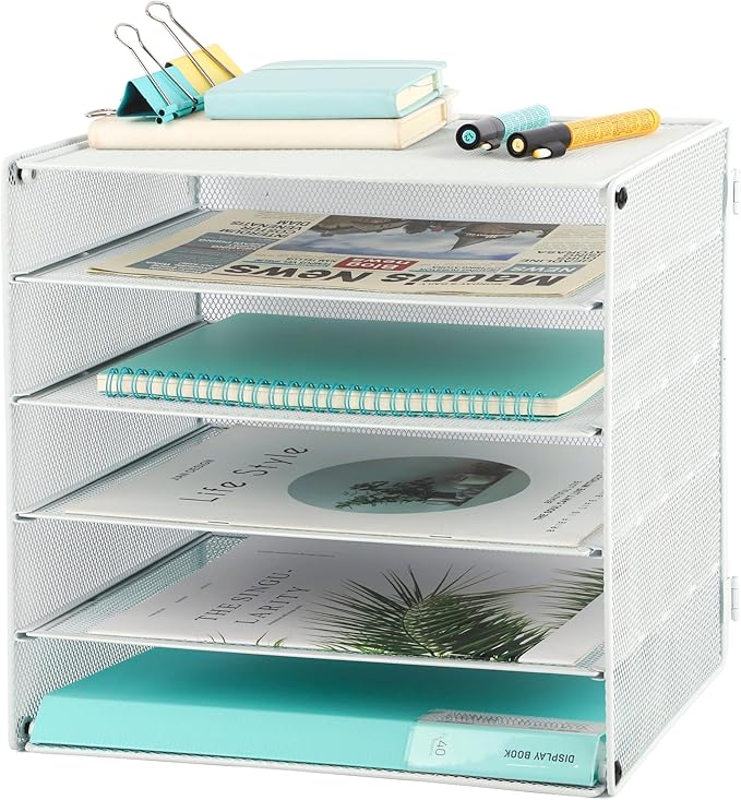 EASEPRES 5 Slot Desk Organizer Tray, White