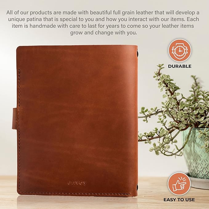 Portfolio Binder for Men and Women, Tech Portfolio Organizer for Business, Leather Folio Canvas Notebook with Air Tag, Apple Pencil, Phone, Cards