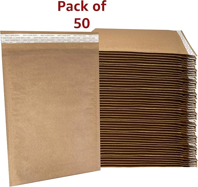 Honeycomb paper padded envelope sealable mailers (50, #5-10.5" x 15")
