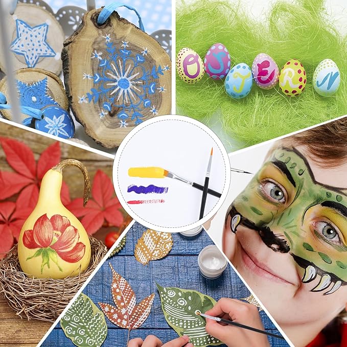 AROIC Small Paint Brushes Bulk,200 Pcs Black Nylon Hair Paint Brushes with Flat and Round Pointed Acrylic Paint Brush Kits,craft paint brushes for oil watercolor Face Artist And Kids Professional Kits