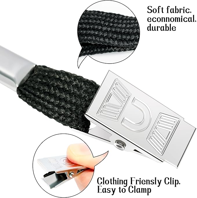 100Pcs Clear Plastic Horizontal Name Tags Badge ID Card Holders and 100Pcs Black Lanyards with Clip lanyards for id Badges (Black)