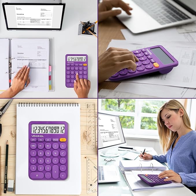 Standard Calculator 12 Digit,6.2 * 4.2in Desktop Large Display and Buttons,Calculator with Large LCD Display for Office,School, Home & Business Use,Automatic Sleep,15 °Tilt Screen