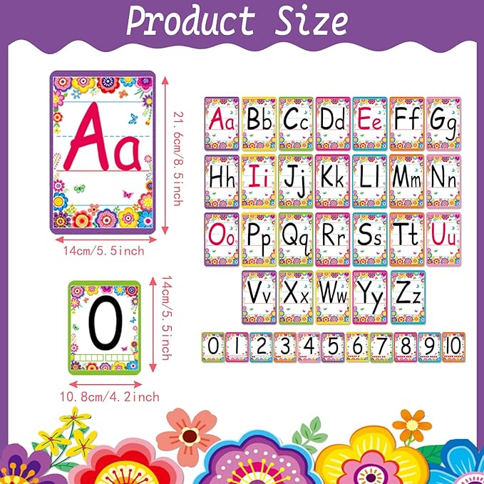 Bulletin Board Letters - ABC Alphabet Poster Classroom Decorating Set Toddler English Poster Kindergarten Elementary Classroom Nursery Home Wall Decoration（Colorful flowers）