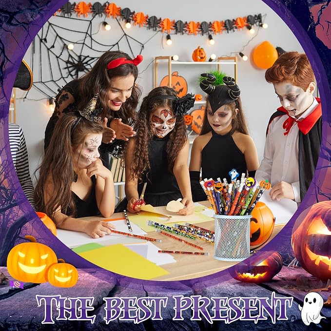 Ireer 60 Pcs Scented Pencils for Kids Animal Fruit Fun Smelly Pencils Bulk HB Graphite with 60 Pcs Cute Cartoon Toppers Gift for School Office Classroom Party Reward Supplies(Pumpkin)