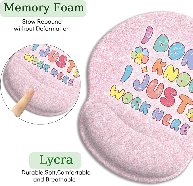 Pink Ergonomic Mouse Pad with Wrist Rest, Funny Gaming Mousepad Wrist Support with Non-Slip Pain Relief PU Base, Cute Computer Mouse Pads for Desk Pink Office Desk Accessories Decor Supplies