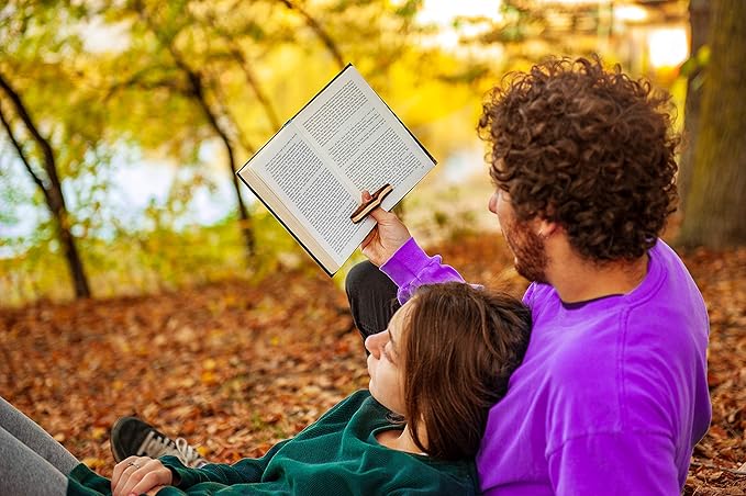 TILISMA Wooden Book Page Holder - Handmade Walnut Thumb Book Accessories - Reading Gadget to Read in Bed - Gifts for Book Lovers, Avid Readers, Bookworms, Librarians - Bookmark (Small)