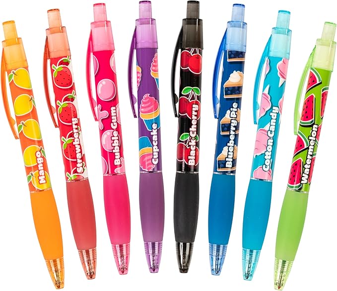 Glitter Gel Smens - Patented Gourmet Scented Colored Glitter Gel Ink Pens, Medium Point, 8 Count - Fun, Cute, Cool, Smelly Pens for Kids