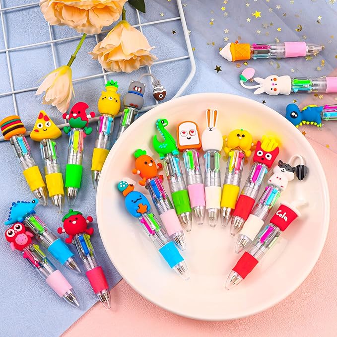 20Pcs Mini Multicolor Pens in One 4-in-1 Cute Pens Bulk for Kids, Ballpoint Pen for Birthdays and Children's Parties, Fun Pens Gifts Assorted Ink Kawaii Pens