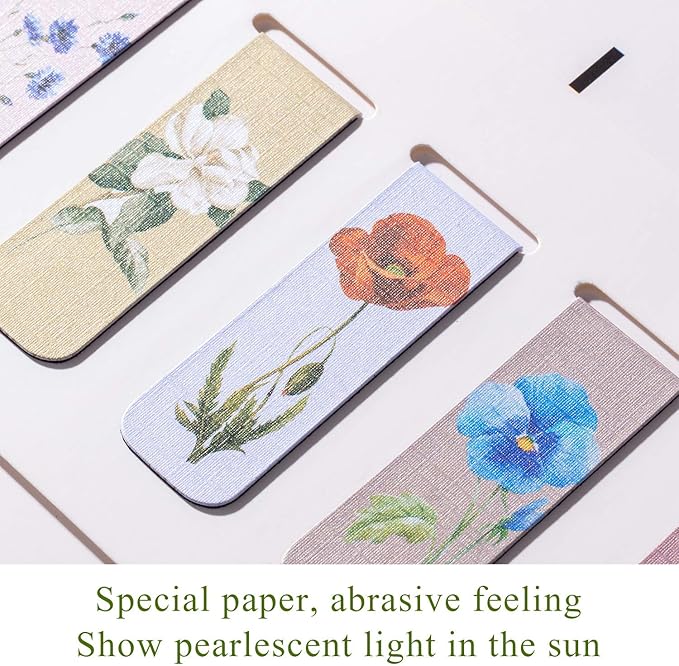 Chinco 10 Pieces Magnetic Bookmarks Magnet Page Markers Assorted Book Markers Set for Students Reading Gifts for Christmas(Sweet Flower)