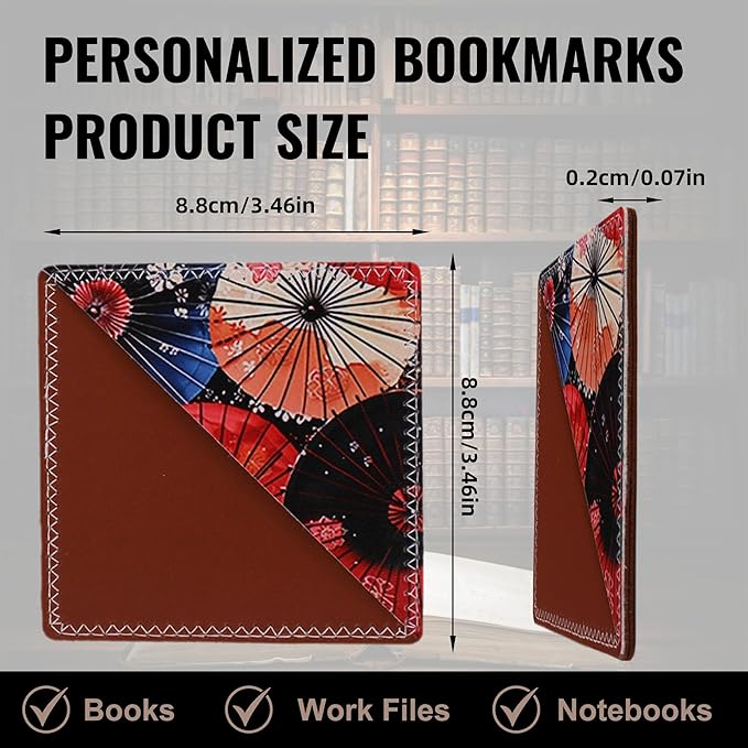 4 Pieces Leather Bookmarks, Cute Book Accessories for Reading Lovers, Page Markers for Women Men Kids Students Teachers Retirement Birthday Gift (Japanese)