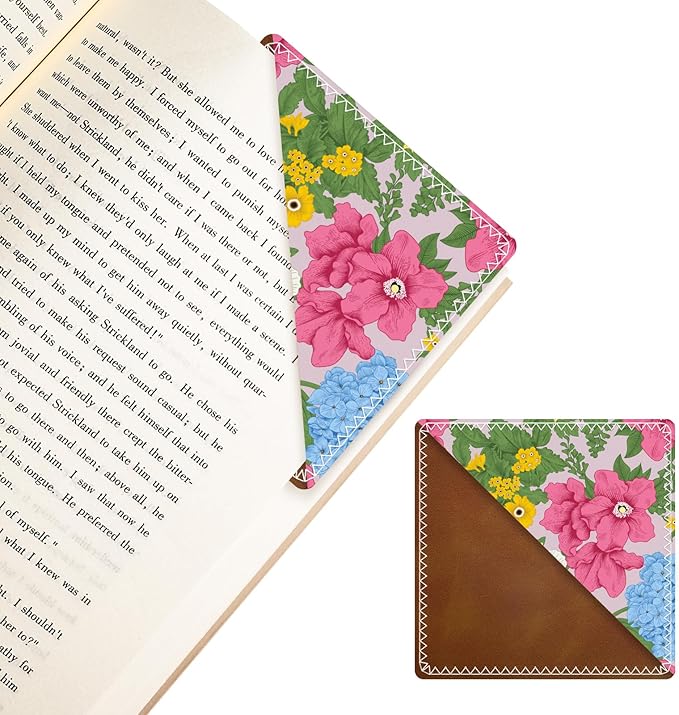 Personalized Leather Bookmarks, Fun & Cute Book Accessories for Reading Lovers, Unbreakable Page Markers for Women Men Girls Boys Student Teacher Kids Retirement Birthday Gifts (Beautiful Flowers)